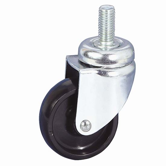 Immagine di RUOTA IN POLIAMMIDE 6, SUPPORTO ROTANTE CON CODOLO, COLORE NERA, Ø60 MM, PORTATA 60 KG