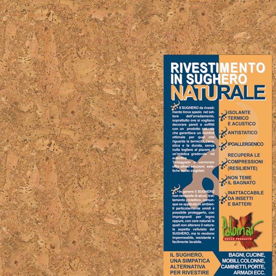 Immagine di RIVESTIMENTO IN SUGHERO, LASTRA 30X30 CM, SPESS.2 MM, ASPETTO GRANULARE CON VENATURA IN FIBRA, CONF.11 PEZZI