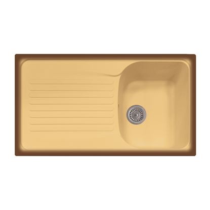 Immagine di LAVELLO HARMONY, 1 VASCA, C/GOCCIOLATOIO, REVERS., MATERIALE COMPOSITO ULTRAQUARTZ, 86X50 CM, COL.TERRA DI FRANCIA