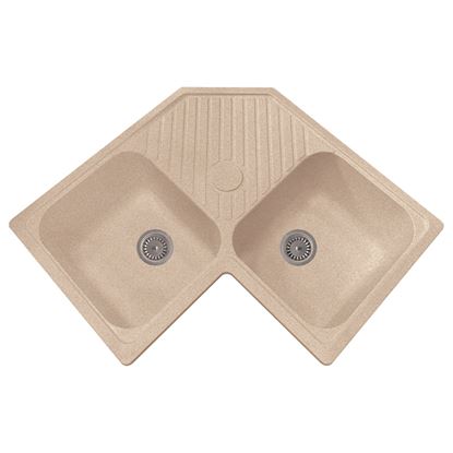 Immagine di LAVELLO ANGOLO DUE VASCHE, 83X50 CM, COLORE AVENA