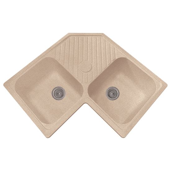 Immagine di LAVELLO ANGOLO DUE VASCHE, 83X50 CM, COLORE AVENA