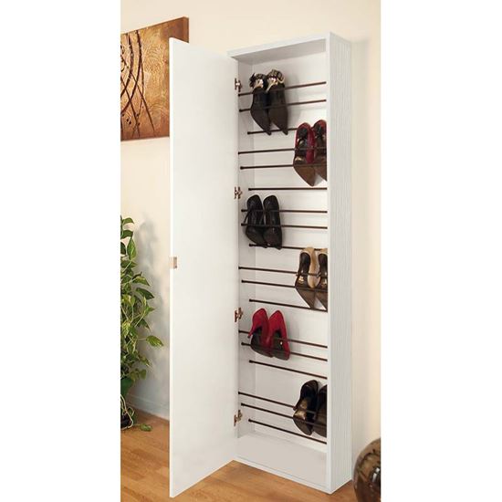 Immagine di SCARPIERA NETTUNO, CON ANTA A SPECCHIO, IN MELAMINICO, COLORE BIANCO