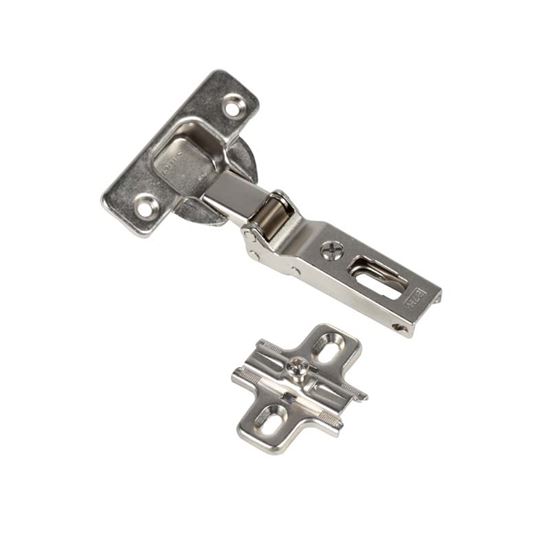 Immagine di 2 CERNIERE A SCATTO, Ø FORO 35 MM, ANGOLO 45° NEGATIVO, CON BASETTA H 0