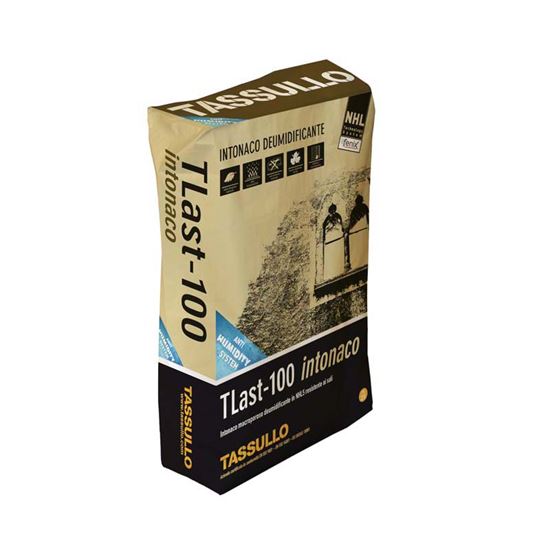 Immagine di INTONACO TASSULLO, MACROPOROSO, RISANANTE TRASPIRANTE, BASE CALCE NATURALE NHL5, CONFEZIONE 25 KG