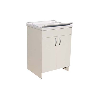 Immagine di MOBILE LAVAPANNI, ASSE IN PLASTICA, KIT SIFONE, STRUTTURA IN NOBILITATO, CERNIERA IN FERRO, PIEDINO REGOLABILE, 60X50 CM