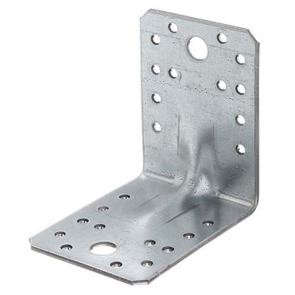 Immagine di PIASTRA ANGOLARE DI GIUNZIONE RINFORZATA, CON NERVATURA DI RINFORZO, ZINCATA, 100X100X90 MM
