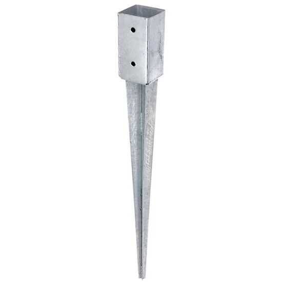 Immagine di PORTA PALO, DA ANCORARE NEL TERRENO, PER MONTANTI QUADRI IN LEGNO, ZINCATO A FUOCO, 101X101/900 MM