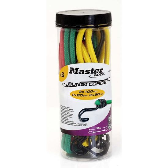 Immagine di CORDA ELASTICA FERMABAGAGLI, GANCIO INVERTITO RESISTENTE FINO A 40 KG, 6 PEZZI, Ø 8 MM, 2X60 CM, 2X80 CM, 2X100 CM