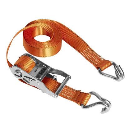 Immagine di CINGHIA CON CRICCHETTO, FAST LINK™, CON GANCIO A J, COLORE ARANCIO, MM 35X4,5 MT, RESISTENZA 600 KG