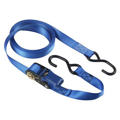Immagine di CINGHIA CON CRICCHETTO, MASTER® ECO, CON GANCI AD S, COLORE BLU, MM 25X5 MT, RESISTENZA 300 KG