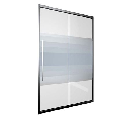 Immagine di PORTA DOCCIA SUN 2, SCORREVOLE, SATINATO CROMO, 6 MM, CON MANIGLIA, 117/122XH195 CM