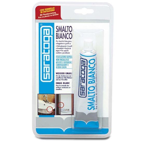 Immagine di SMALTO SARATOGA, PER IL RITOCCO DI SUPERFICI SMALTATE E PORCELLANATE, COLORE BIANCO, 45 GR