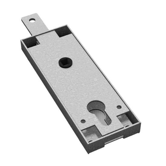 Immagine di SERRATURA PER BASCULANTE, CENTRALE, CILINDRO EUROPEO, CATENACCIO 20 MM, INTERASSE 70 MM