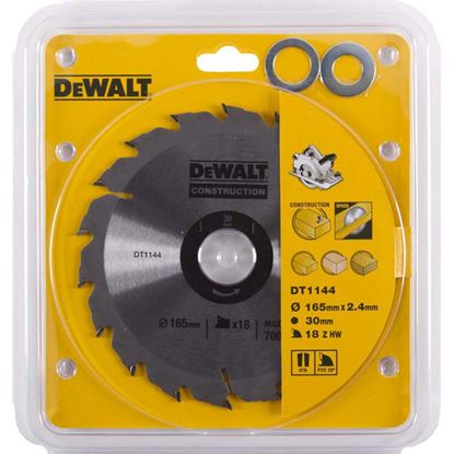 Immagine di LAMA DEWALT, PER SEGA CIRCOLARE, 18 DENTI, DENTATURA ALTERNA C/ANGOLO 20°, SPES.2,4 MM, FORO LAMA Ø 30 MM, LAMA Ø 163 MM