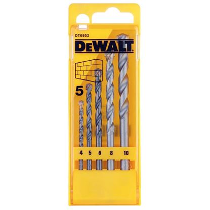 Immagine di SERIE PUNTE DEWALT, PER MURO E CALCESTRUZZO, 5 PEZZI, IN ASTUCCIO DI PLASTICA, Ø 4/5/6/8/10 MM