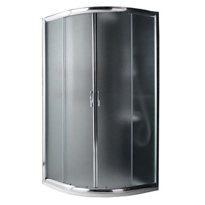 Immagine di BOX DOCCIA GIADA, SEMICIRCOLARE, PROFILO ALLUMINIO ANODIZZATO CROMO LUCIDO, CRISTALLO 6 MM OPACO, 90X90XH185 CM