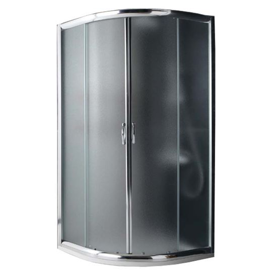 Immagine di BOX DOCCIA GIADA, SEMICIRCOLARE, PROFILO ALLUMINIO ANODIZZATO CROMO LUCIDO, CRISTALLO 6 MM OPACO, 90X90XH185 CM