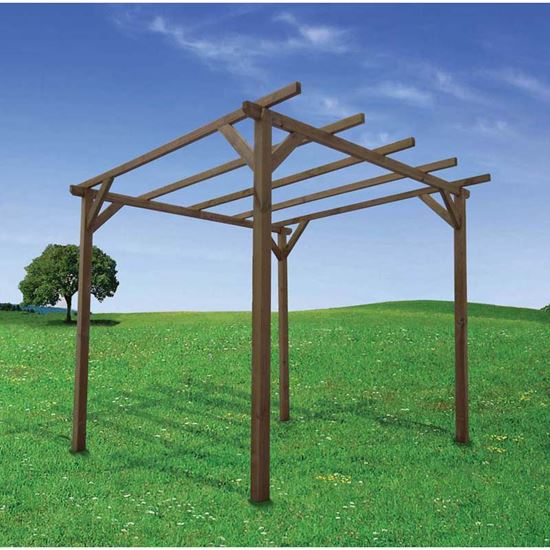 Immagine di PERGOLA LIBERA, STRUTTURA AUTOPORTANTE, IN PINO, 3X3 MT