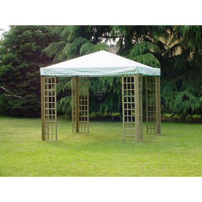 Immagine di GAZEBO BASIC, CON 8 GRIGLIE DA 60X218 CM, STRUTTURA PINO IMPREGNATO, CON TELO IN PVC, MONTANTI 70X70 MM, 3X3 MT