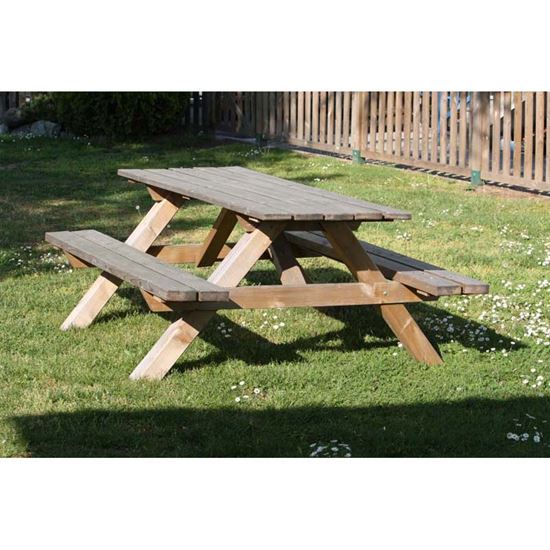 Immagine di TAVOLO PIC NIC BASIC, TAVOLO E PANCHE IN PINO IMPREGNATO, 180X150XH72 CM
