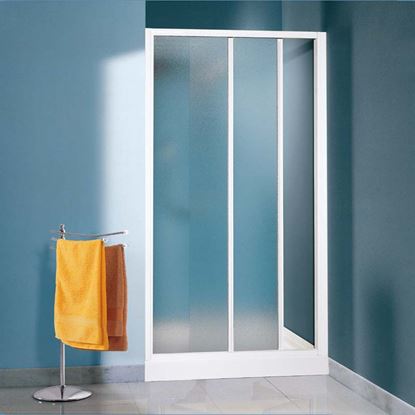 Immagine di PORTA DOCCIA ARTICO, 2 ANTE SCORREVOLI, PROFILO BIANCO, CRISTALLO STAMPATO 3 MM, 104-108 CM