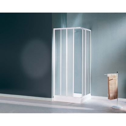 Immagine di BOX DOCCIA MEDITERRANEO, PROFILO BIANCO, CRISTALLO STAMPATO 3 MM, 80/90 CM
