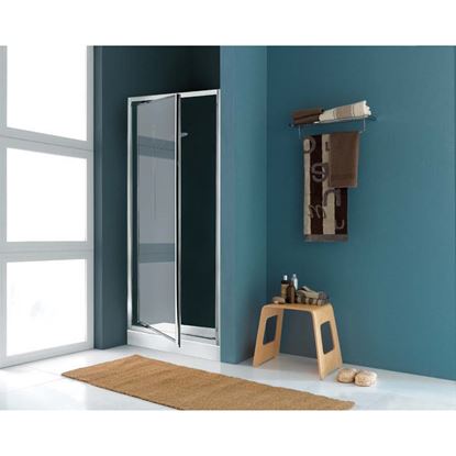 Immagine di PORTA DOCCIA LEVANTE, BATTENTE, PROFILO BIANCO, CRISTALLO STAMPATO 3 MM, 85/89 CM