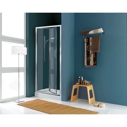 Immagine di PORTA DOCCIA LEVANTE, PIEGHEVOLE, PROFILO CROMO, CRISTALLO TRASPARENTE 3 MM, 77/81 CM