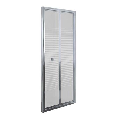 Immagine di PORTA DOCCIA UMBRA, PIEGHEVOLE, PROFILO ALLUMINIO CROMATO, CRISTALLO TEMPERATO 4 MM, CON SERIGRAFIA, 90XH190 CM