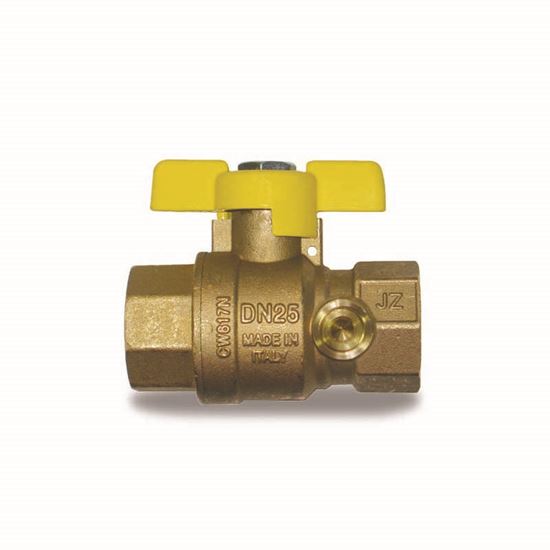 Immagine di VALVOLA SFERA GAS, IVR, COLORE GIALLO, CON PRESA PRESSIONE, FARFALLA, FF 1"