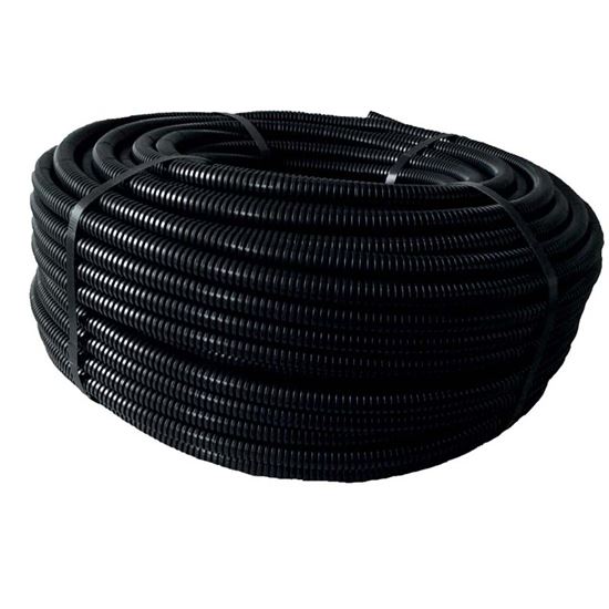 Immagine di TUBO CORRUGATO, COLORE NERO, CON TIRAFILO, BOBINA 50 MT, Ø25 MM