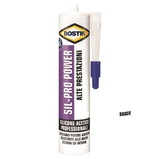 Immagine di SILICONE BOSTIK SIL-PRO POWER, RESIST.PROD.CHIMICI, ACIDI E BASI DILUITE, DETERGENTI, 300 ML, COLORE GRIGIO RAL 7004
