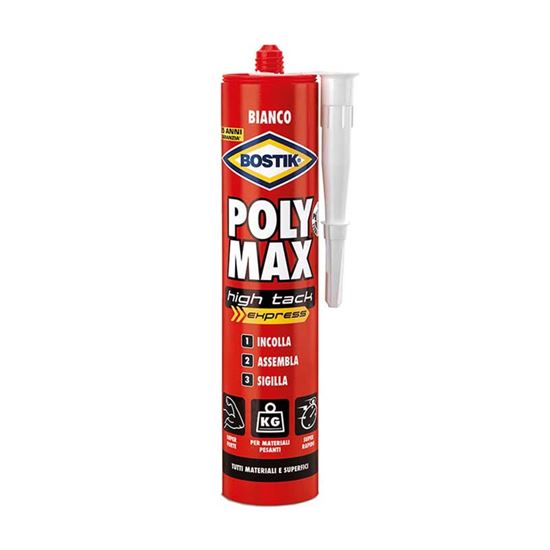 Immagine di ADESIVO BOSTIK POLY MAX, INCOLLA, ASSEMBLA E SIGILLA, RESISTENTE ANCHE AD ACQUA MARINA, COLORE BIANCO, 435 GR