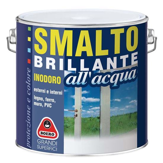 Immagine di SMALTO BRILLANTE ALL'ACQUA BOERO, 2,5 LT, COLORE BIANCO