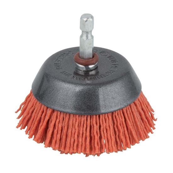 Immagine di SPAZZOLA A TAZZA, PER TRAPANO, FILO IN NYLON, CODOLO Ø 6 MM, Ø 65 MM