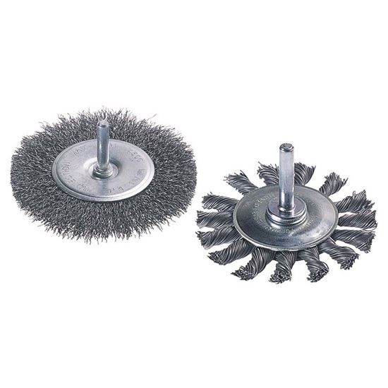 Immagine di SPAZZOLA A DISCO, PER TRAPANO, FILO IN ACCIAIO ONDULATO, CODOLO Ø 6 MM, Ø 100 MM