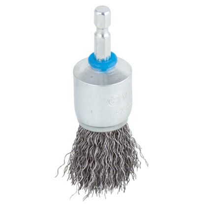 Immagine di SPAZZOLA A PENNELLO, PER TRAPANO, FILO IN ACCIAIO ONDULATO, CODOLO Ø 6 MM, Ø 25 MM