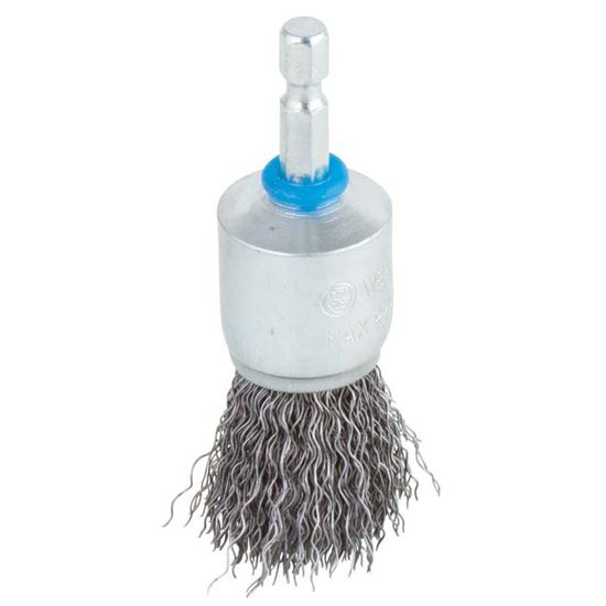 Immagine di SPAZZOLA A PENNELLO, PER TRAPANO, FILO IN ACCIAIO ONDULATO, CODOLO Ø 6 MM, Ø 25 MM