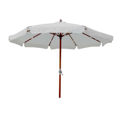 Immagine di OMBRELLONE HANOI, IN LEGNO 3X3 MT, PALO 48 MM, 8 STECCHE, 17X22 MM, COPERTURA IN POLIESTERE, COLORE ECRU'