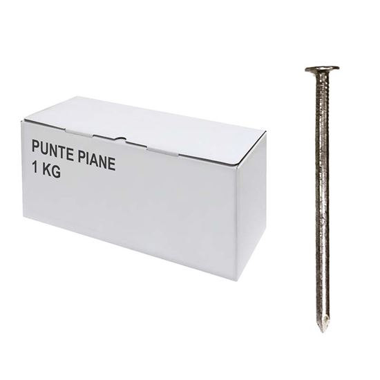 Immagine di PUNTE PIANE, SCATOLA TRASPARENTE, 1 KG, 20X100 MM