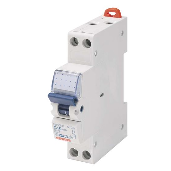 Immagine di INTERRUTTORE MAGNETOTERMICO GEWISS, CURVA C, 1P+N, 1 MODULO, 4,5 KA, 10 A