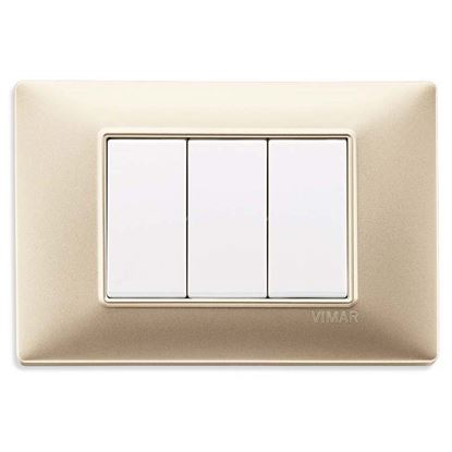Immagine di PLACCA 3 MODULI, PLANA, COLORE CHAMPAGNE OPACO