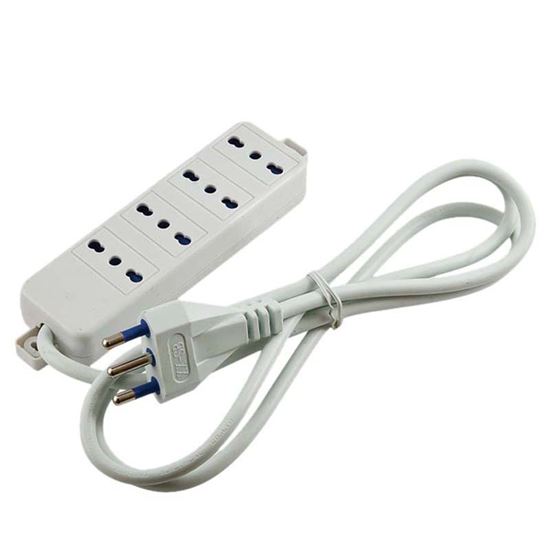 Immagine di MULTIPRESA DA TAVOLO, PRESE BIVALENTI 10/16 A, CAVO 1,2 MT, CON SPINA 16 A, COLORE BIANCO, 4 USCITE