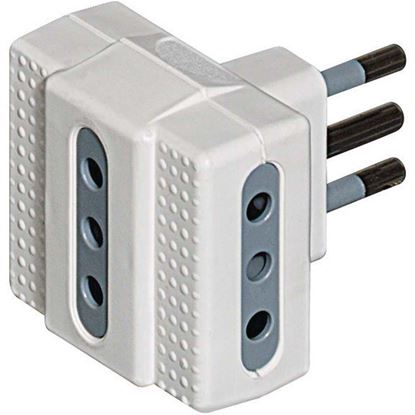Immagine di ADATTATORE TRIS 3 PRESE BIPASSO, 10/16 A, SPINA 16 A, COLORE BIANCO