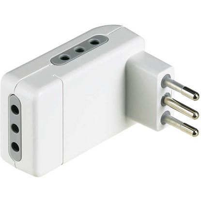 Immagine di ADATTATORE SALVASPAZIO CORNER, 3 PRESE 10 A, SPINA 10 A, COLORE GRIGIO
