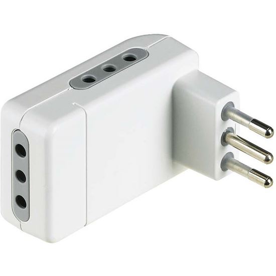 Immagine di ADATTATORE SALVASPAZIO CORNER, 3 PRESE 10 A, SPINA 10 A, COLORE GRIGIO