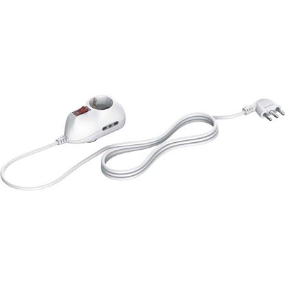 Immagine di MULTIPRESA SLOT 3, 2 PRESE 2P+T BIPASSO 10/16 A, 1 PRESA TEDESCA, INTERRUTTORE, CAVO, COLORE BIANCO