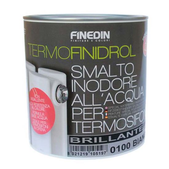 Immagine di SMALTO TERMOFINIDROL PER TERMOSIFONI, ALL'ACQUA INODORE, COLORE BIANCO, LUCIDO, 0,75 LT