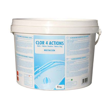 Immagine di CLORO PER PISCINE, 4 EFFETTI, TAVOLETTE DA 250 G, 5 KG