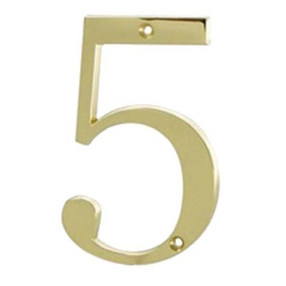 Immagine di NUMERO CIVICO, IN OTTONE LUCIDO, H 7,62 CM, N 5